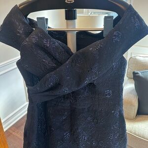 Rickie Freeman for Teri Jon off shoulder Dark Blue Dress